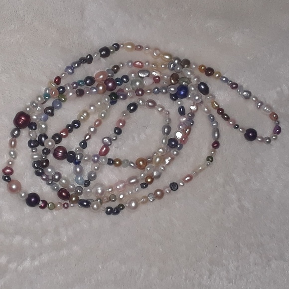 Single Strand Multi Color Baroque Pearl Necklace - Picture 3 of 4